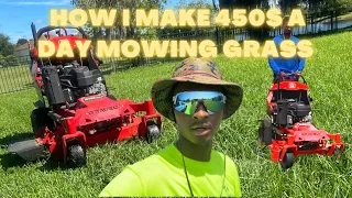 How To Make 450$ in 5 hours SOLO (8 Lawns) 🌱Self-Employed Mowing Lawn Care Business 💼