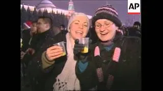 Tourists and locals celebrate New Year in Red Square