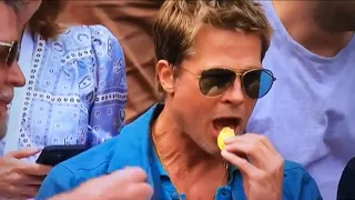 Brad Pitt eating ‘Crisps’ - Alcaraz vs Djokovic