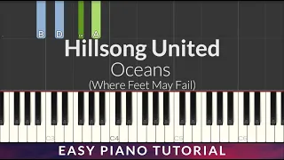 Hillsong United - Oceans (Where Feet May Fail) EASY Piano Tutorial + Lyrics