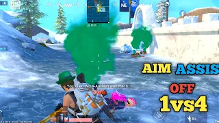 AIM ASSIST OFF 1 VS 4⚡||FASTEST PLAYER @LOUWAN GAMING||PUBG MOBILE LITE.