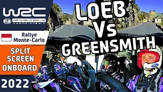 Sébastien Loeb Vs Gus Greensmith : WRC Rally Onboard Split Screen from WRC Rallye Monte-Carlo 2022