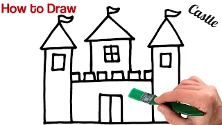 How to draw and paint a castle | Simple drawing and painting for beginners