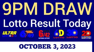 Lotto Result Today 9pm Draw October 3, 2023 Swertres Ez2 Stl PCSO