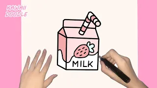 🌸HOW TO DRAW A CUTE STRAWBERRY MILK BOX ~ STEP BY STEP ~ KAWAII DOODLE