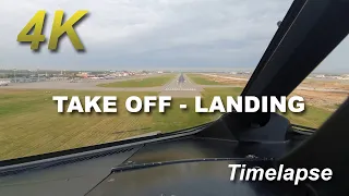 Cockpit video timelapse take off and landing 4K