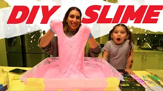 DIY GIANT HOMEMADE PINK SLIME!