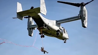 Marines Rappelling & Fast Rope Training • MV-22 Osprey