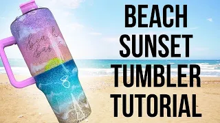 Beach Stanley dupe tumbler tutorial