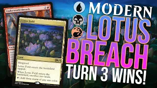 Turn 3 wins in Modern with Grixis Lotus Breach! Underworld Breach & Lotus Field Storm Combo Deck MTG