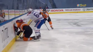 Artturi Lehkonen Pushes Travis Konecny Head First Into Boards