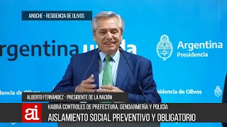 Se decretó el aislamiento preventivo obligatorio - Presidente Alberto Fernández