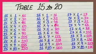 Table 15 to 20 Pahada | 15 se 20 tak Pahada