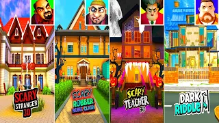 Scary Stranger 3D House VS Scary Teacher 3D VS Scary Robber House VS Dark Riddle Classic House