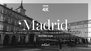 WALKING TOUR🚶🏻🚶🏻‍♀️ MADRID - 4K - Plaza Mayor - Puerta del Sol - Zekkei WalkingTours
