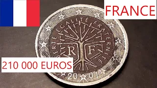 French Coin : 2 Euros 2001 DEFECTED !! Value 210 000 Euros !! Rare Coin !!