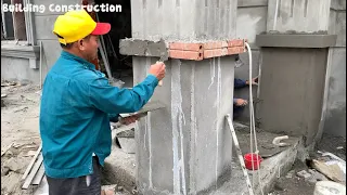 Construction Techniques Complete The Column Base With Beautiful And Sturdy Bricks And Mortar