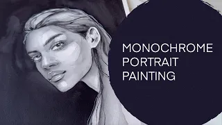 Monochrome portrait painting