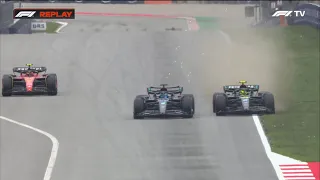 George Russell and Lewis Hamilton make contact | Q2 2023 Spanish GP