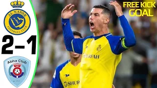 Al Nassr vs Abha 2-1 - RONALDO Free Kick Goal and Highlights - 2023