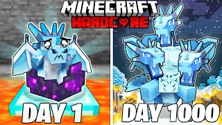 I Survived 1000 Days As An ICE DRAGON In Hardcore Minecraft: *Full Story*