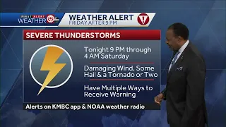 Severe T-storms possible later Friday night