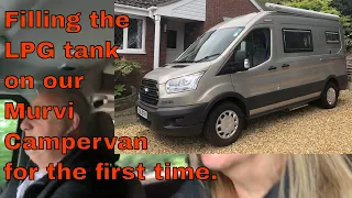 Filling up the LPG GAS TANK on our FORD TRANSIT MURVI PIMENTO CAMPER VAN by for the first time.