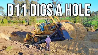 Big D11 Bulldozer Digs A BIG Hole!!