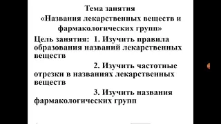 названия лекарственных веществ и фармакологических групп