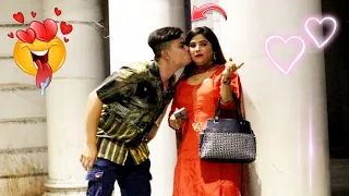 Secretly Kissing On Girls Cheeks || Shocking Reaction || DEEPANSHU MANNI ||