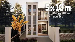 5x10 meters (50 sqm), House Design with 3 Bedrooms (16.40x32.81 ft, 538.2 sqft)
