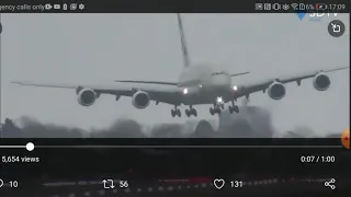 Terrifying Fottage of Worlds Biggest Plane Struggling to land at London Heathrow due to Storm Dennis