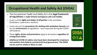 The Occupational Health and Safety Act and the Ontario Ministry of Labour