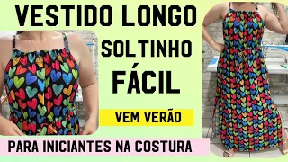 VESTIDO LONGO SOLTINHO COM REGULAGEM FÁCIL PARA INICIANTES NA COSTURA DIY SEM MOLDE #costura #dress