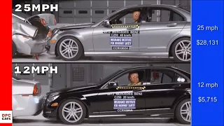 Mercedes C-Class Crash Test At 25mph vs 12mph