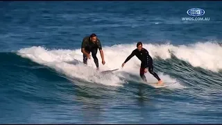 Johns and Sutton hit the surf