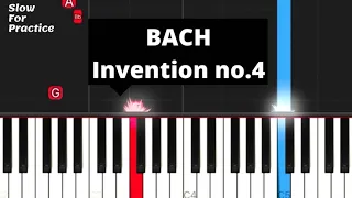 piano tutorial easy and slow Bach Invention no.4 BWV 775