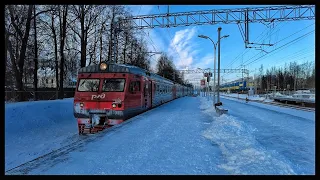 Train, trip in winter. St. Petersburg, Russia. Finland Station walk