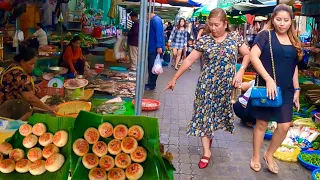 Cambodian Street Food Tour, Exploring Market Food, Fresh Fish, Vegetable, Banana, Fruit & More