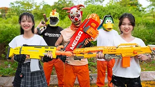 VTL Nerf War: Two SEAL Girls Warriors Nerf Guns Fight Ringman Tranbi Mission Insider Masked