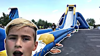 WORLDS BIGGEST INFLATABLE WATER SLIDE!!