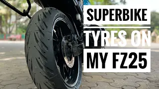 Super bike tyres on my fz25