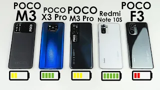 КТО ДОЛЬШЕ ПРОЖИВЕТ? 🔋 POCO X3 Pro, POCO M3, POCO F3, POCO M3 Pro, Redmi Note 10S