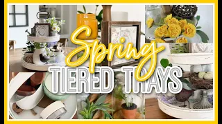 SPRING TIERED TRAYS 2022 | FARMHOUSE SPRING DECORATE WITH ME