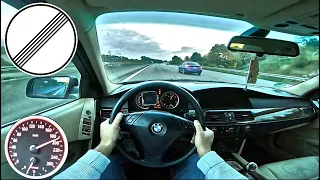 BMW E61 525D 177HP Manual (2004) German Autobahn POV Test Drive Onboard