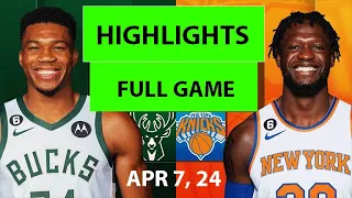 Milwaukee Bucks Vs New York Knicks Full Game Qtr APR 7,2024| NBA Season