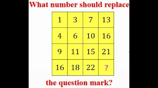 Missing number puzzle 1,4,9,16, 3,6,11,18…13,16,21,