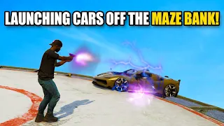 LAUNCHING CARS OFF THE MAZE BANK! | GTA 5 THUG LIFE #411