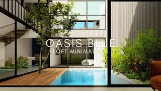 LOFT DE 7X15,5 METROS COM PISCINA INTERNA MINIMALISTA - OASIS BLUE