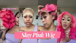 Pink Curl Lace Wig Install!💕 Watch How To Transform & Makeup (Dyed 613 Blonde) #ULAHAIR